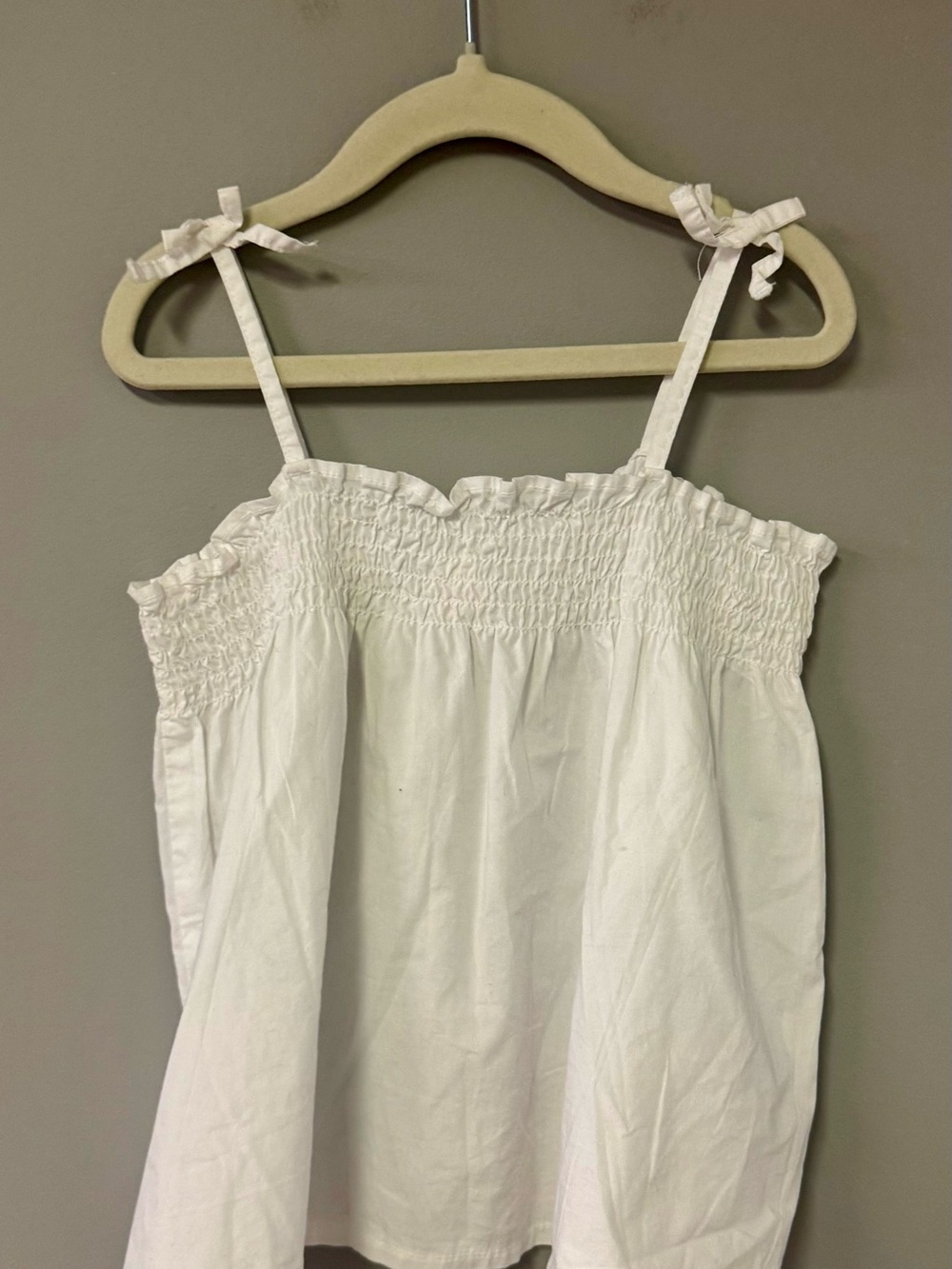 Zara White Smocked Tie-Shoulder Camisole